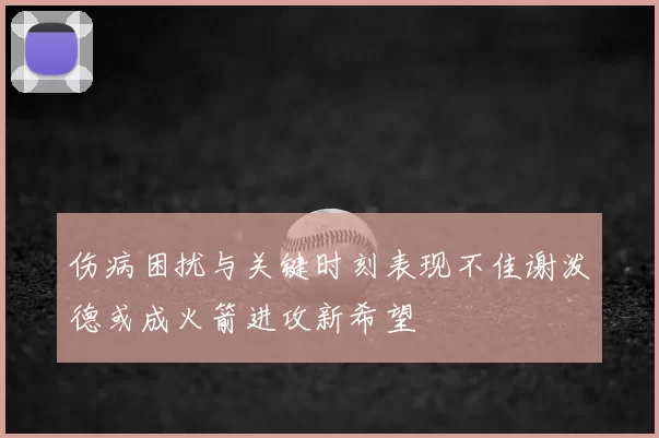 伤病困扰与关键时刻表现不佳谢泼德或成火箭进攻新希望